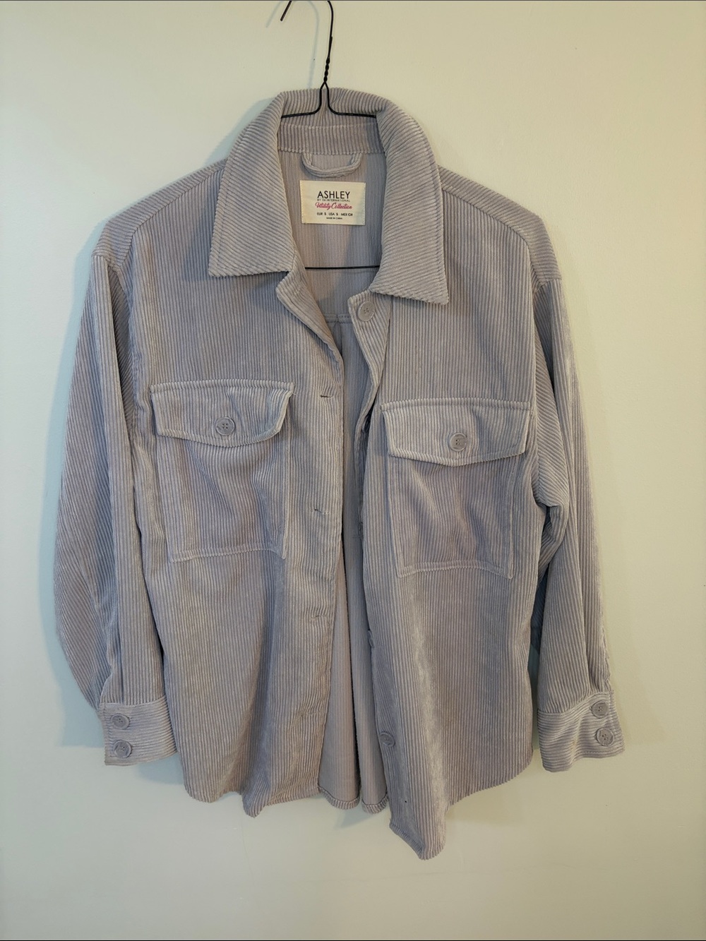 Ashley By 26 International Light Gray Corduroy shirt jacket size small
